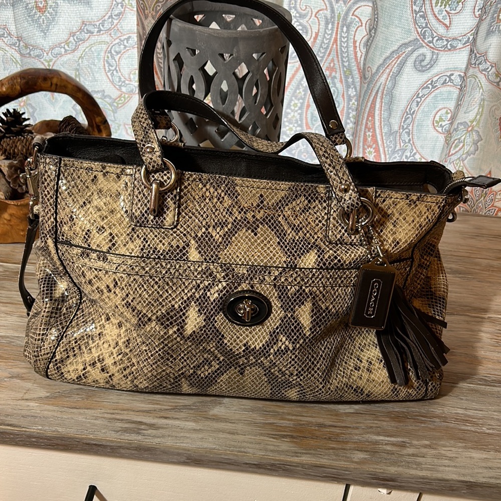 Coach Park Python Leather Carryall - image 6